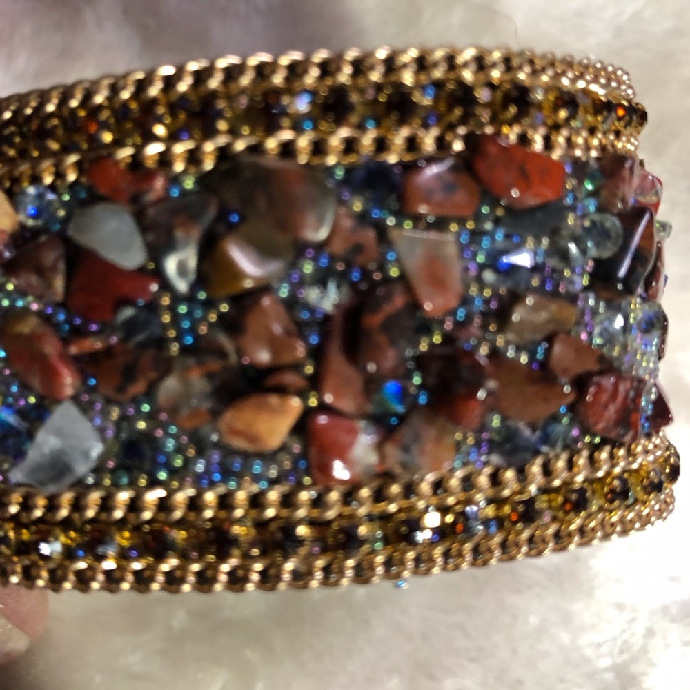 Gorgeous Artisan Gemstone & Leather Bracelet - Picture 9 of 11
